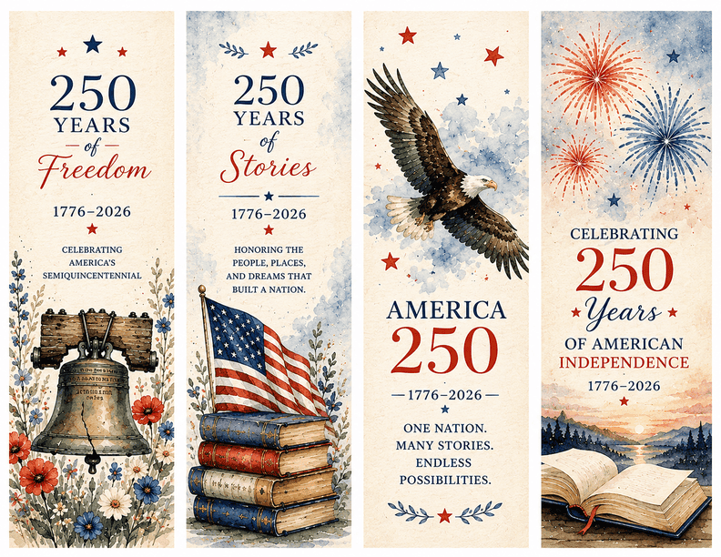 Patriotic Bookmarks for America’s 250th